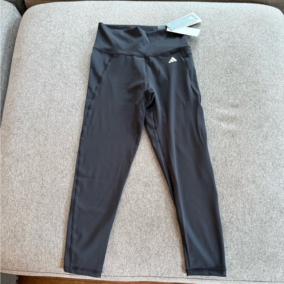 Adidas Black Tight Fit High Rise Leggings 7/8 Style - Picture 1 of 5